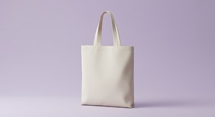 Blank Cream Tote Bag Mockup on Lavender Background