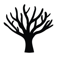 Isolated bare tree silhouette vector illustration for autumn winter designs and graphics art