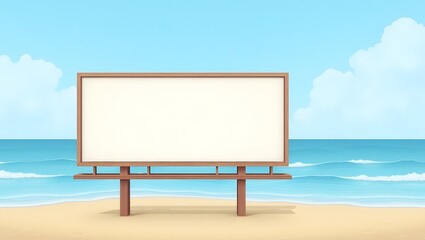 Fototapeta premium Commercial Display Mockup: Blank Billboard in the Clear Beach