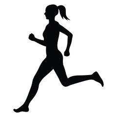 Woman running silhouette vector illustration for fitness exercise and sport training design 90