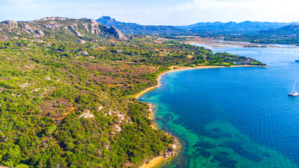 Obraz premium Aerial Sardinia Sardegna Italy Gorgeous Beaches, Clear Water, Best Vacation Destination