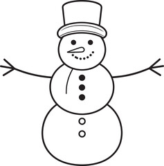 Christmas Snowman Silhouette in Black | Winter Holiday Character Illustration Vector Format