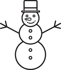 Christmas Snowman Silhouette in Black | Winter Holiday Character Illustration Vector Format