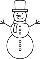 Christmas Snowman Silhouette in Black | Winter Holiday Character Illustration Vector Format