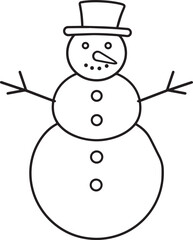 Christmas Snowman Silhouette in Black | Winter Holiday Character Illustration Vector Format