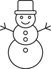 Christmas Snowman Silhouette in Black | Winter Holiday Character Illustration Vector Format