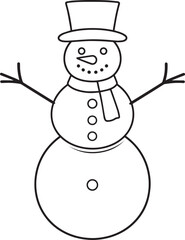 Christmas Snowman Silhouette in Black | Winter Holiday Character Illustration Vector Format