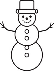 Christmas Snowman Silhouette in Black | Winter Holiday Character Illustration Vector Format