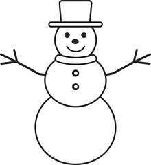 Christmas Snowman Silhouette in Black | Winter Holiday Character Illustration Vector Format