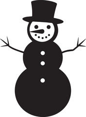 Christmas Snowman Silhouette in Black | Winter Holiday Character Illustration Vector Format