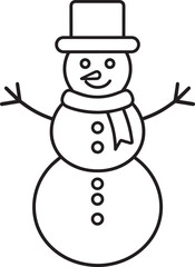 Christmas Snowman Silhouette in Black | Winter Holiday Character Illustration Vector Format