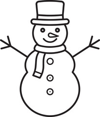 Christmas Snowman Silhouette in Black | Winter Holiday Character Illustration Vector Format