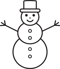 Christmas Snowman Silhouette in Black | Winter Holiday Character Illustration Vector Format