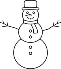 Christmas Snowman Silhouette in Black | Winter Holiday Character Illustration Vector Format