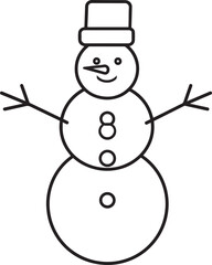 Christmas Snowman Silhouette in Black | Winter Holiday Character Illustration Vector Format