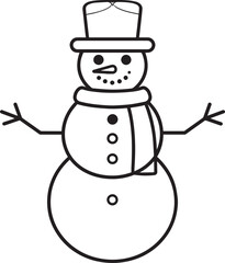Christmas Snowman Silhouette in Black | Winter Holiday Character Illustration Vector Format