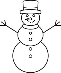Christmas Snowman Silhouette in Black | Winter Holiday Character Illustration Vector Format