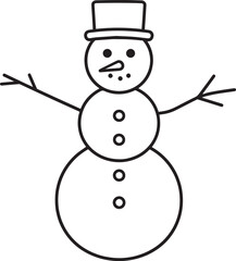 Christmas Snowman Silhouette in Black | Winter Holiday Character Illustration Vector Format