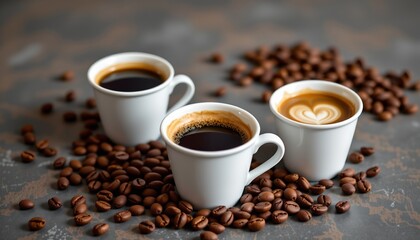 Fototapeta premium Elegant Coffee Cups and Beans Composition for Promotion