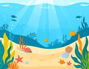 Underwater scene with sunlight