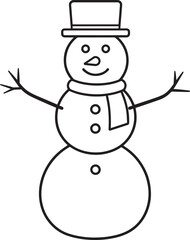 Christmas Snowman Silhouette in Black | Winter Holiday Character Illustration Vector Format