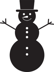 Christmas Snowman Silhouette in Black | Winter Holiday Character Illustration Vector Format