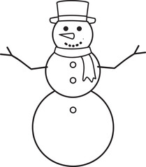 Christmas Snowman Silhouette in Black | Winter Holiday Character Illustration Vector Format