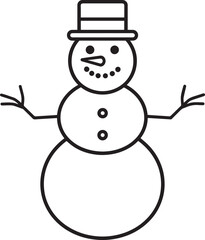 Christmas Snowman Silhouette in Black | Winter Holiday Character Illustration Vector Format