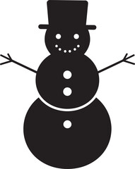 Christmas Snowman Silhouette in Black | Winter Holiday Character Illustration Vector Format