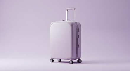 Modern Purple Suitcase on Wheels, Travel Concept
