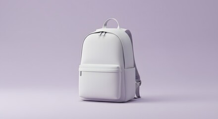 Modern White Backpack Mockup on Lavender Background