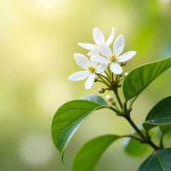 Obraz premium White anemone flowers blossom beautifully against a vibrant green garden background in spring