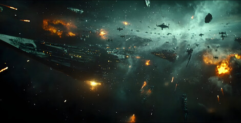 Space battle scene