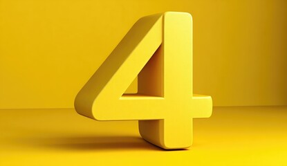 Obraz premium 3D rendered, bright yellow number four