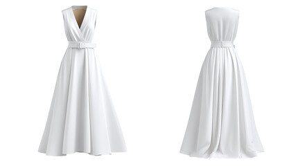 White sleeveless maxi dress, front and back views.  A simple, elegant design