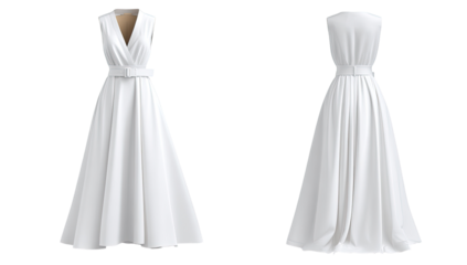 White sleeveless maxi dress, front and back views.  A simple, elegant design