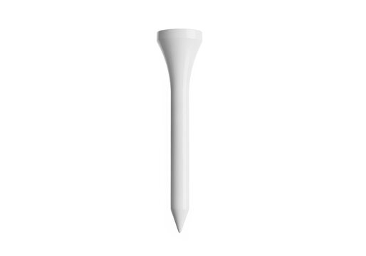 A classic white golf tee, essential sports equipment for teeing off, isolated on a pure white background.