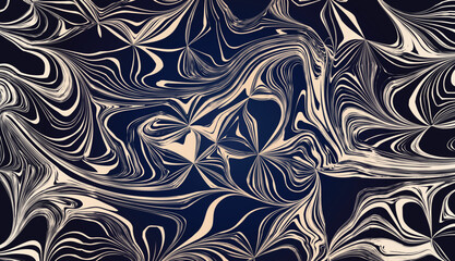 abstract crooked creeper lines wavy pattern vector illustration on black background.