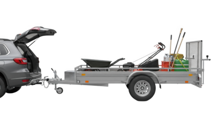 Heavy Duty Garden Equipment Trailer PNG for Landscaping and Yard Work