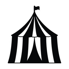 Black and white circus tent vector illustration for event design and carnival themed projects
