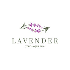 Lavender Logo, Simple Elegant Purple Flower Plant Vector, Greeting Card Design, Banner, Flower Ornament, Lavender Hand Drawn Wedding, Icon Symbol Illustration