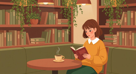 young woman reading a book