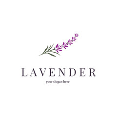 Obraz premium Lavender Logo, Simple Elegant Purple Flower Plant Vector, Greeting Card Design, Banner, Flower Ornament, Lavender Hand Drawn Wedding, Icon Symbol Illustration