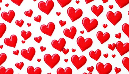 Red hearts seamless pattern on white background  ,  texture,  design