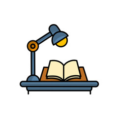 Study lamp and desk illustration, study lamp icon design, study lamp sticker, suitable as logo.