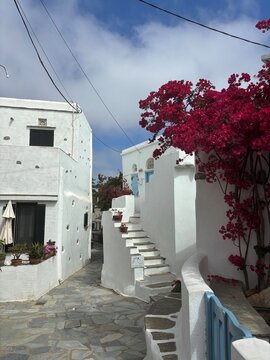 Street in Volax, on Tinos, in Greece
