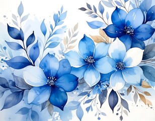 Blue floral watercolor design