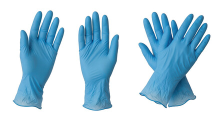 Fototapeta premium Blue nitrile gloves medical latex gloves isolated on transparent background