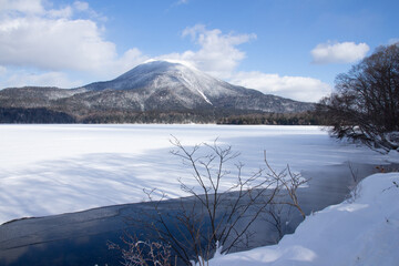 Lake Akan frozen in winter