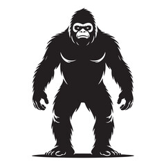 Obraz premium Powerful silhouette of a standing gorilla with detailed fur texture and intense gaze